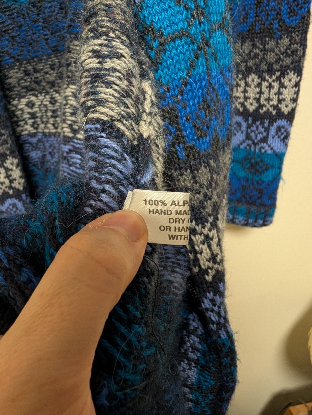 Alpaca Connection 100% Alpaca Cardigan Blue Fair Isle XL - Picture 5 of 11